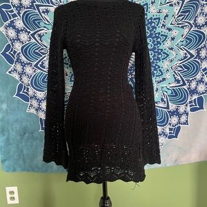 Elegant Black Crochet Dress